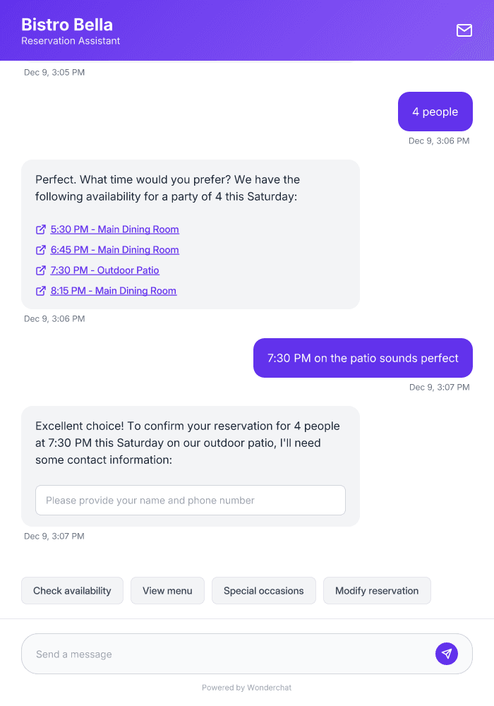 Restaurant Reservations AI Agent Template