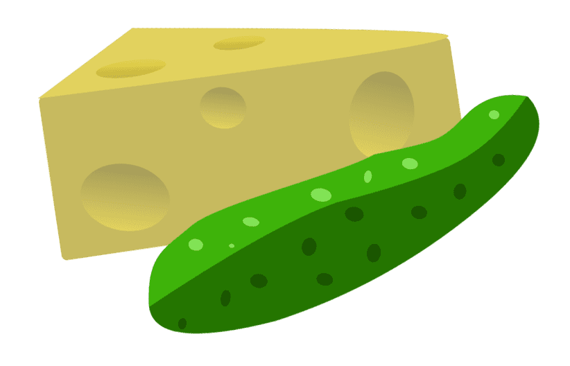 Cartoon cheese and pickle
