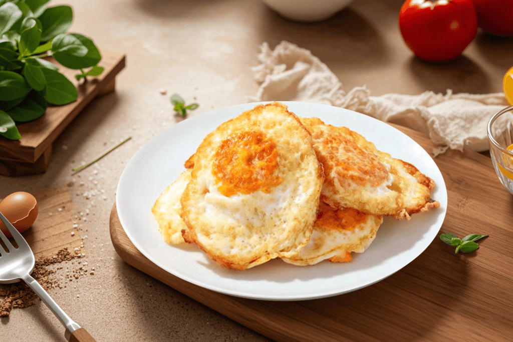 Frozen fried egg for sandwiches and ramen