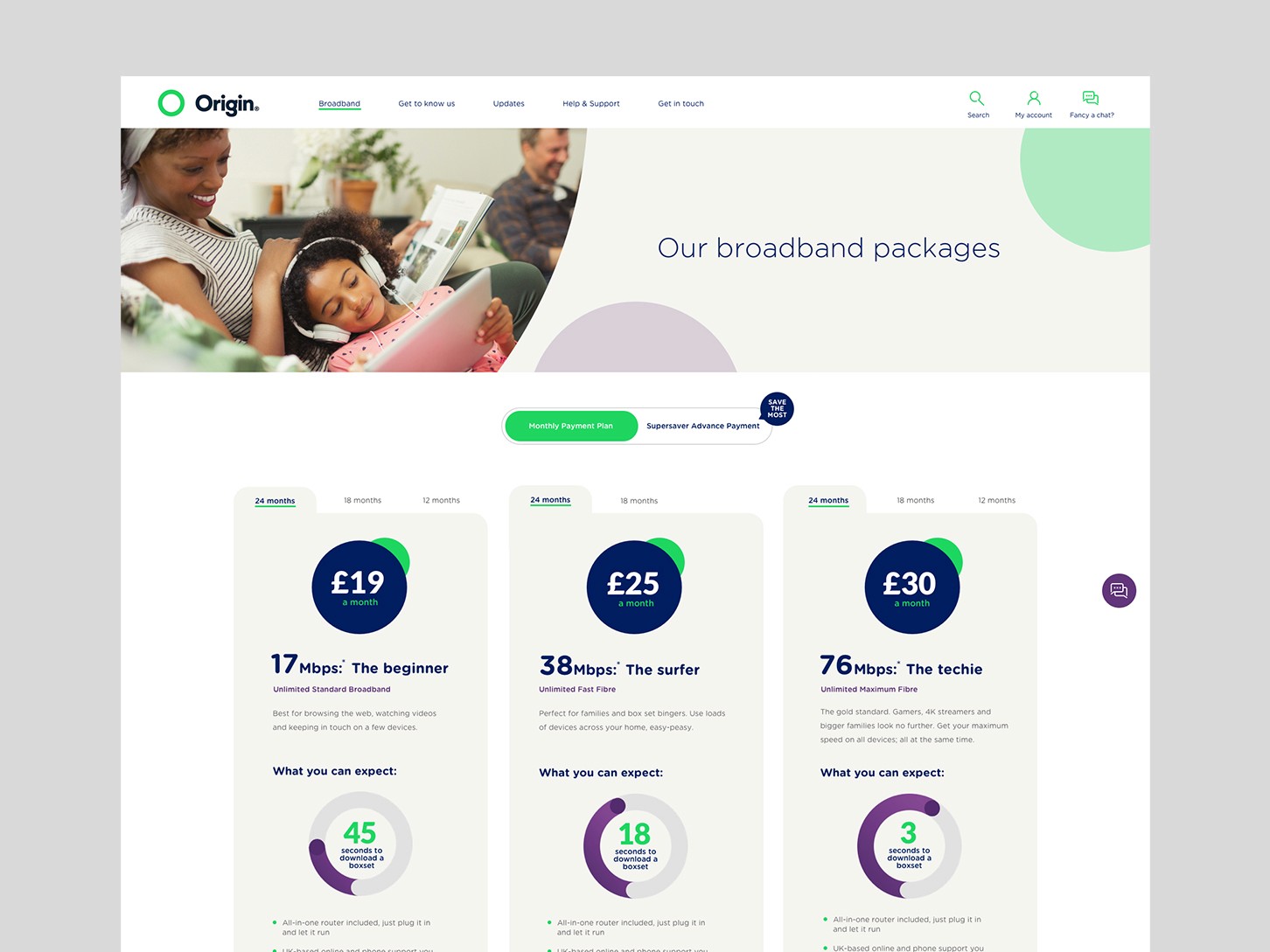 Origin Broadband Website Step 1