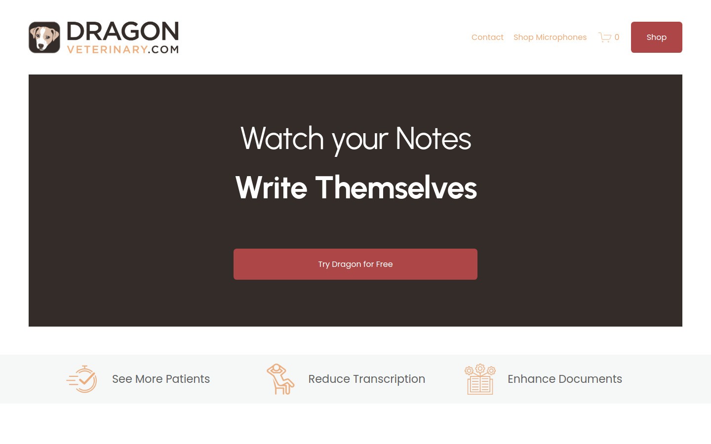 Dragon Veterinary speech recognition homepage