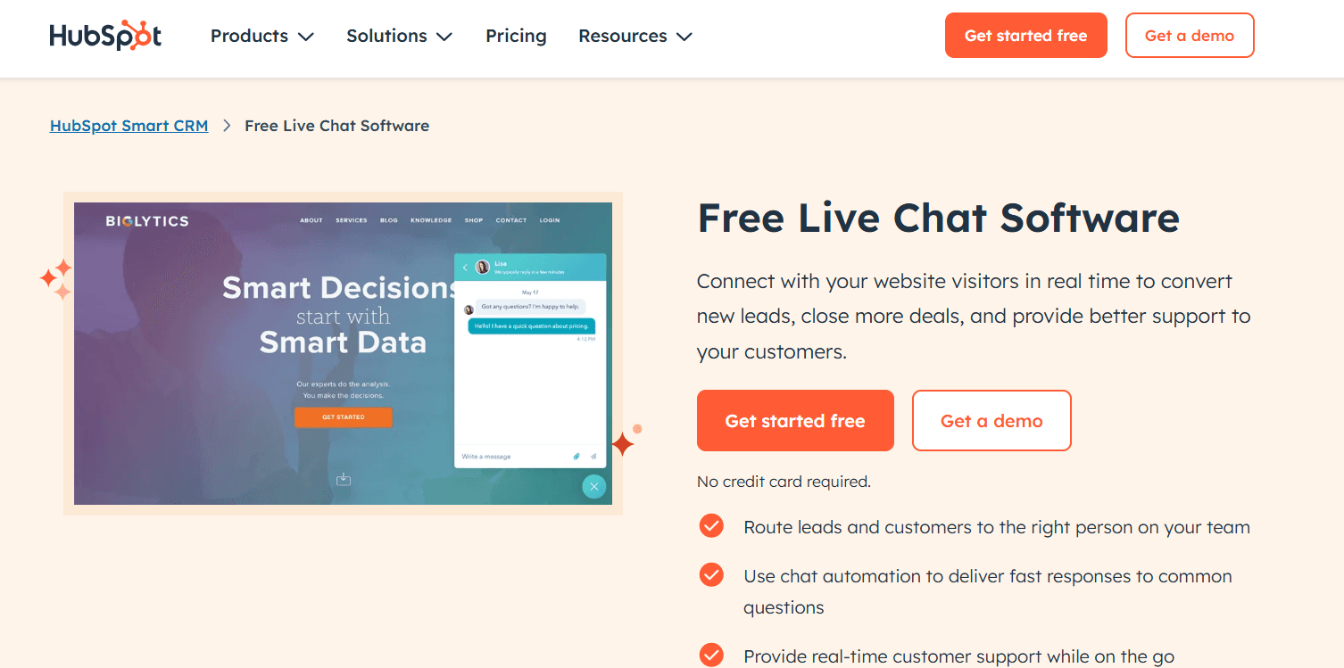 Hubspot Live Chat - Tidio Alternatives