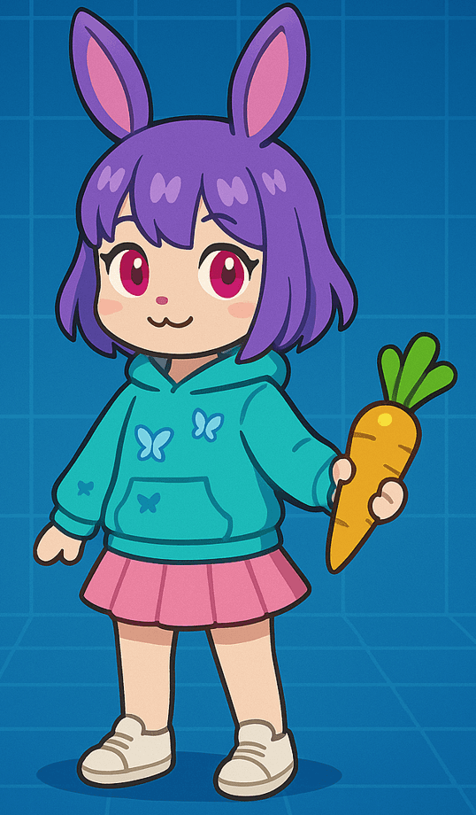 A chibi Bun.E holding a carrot