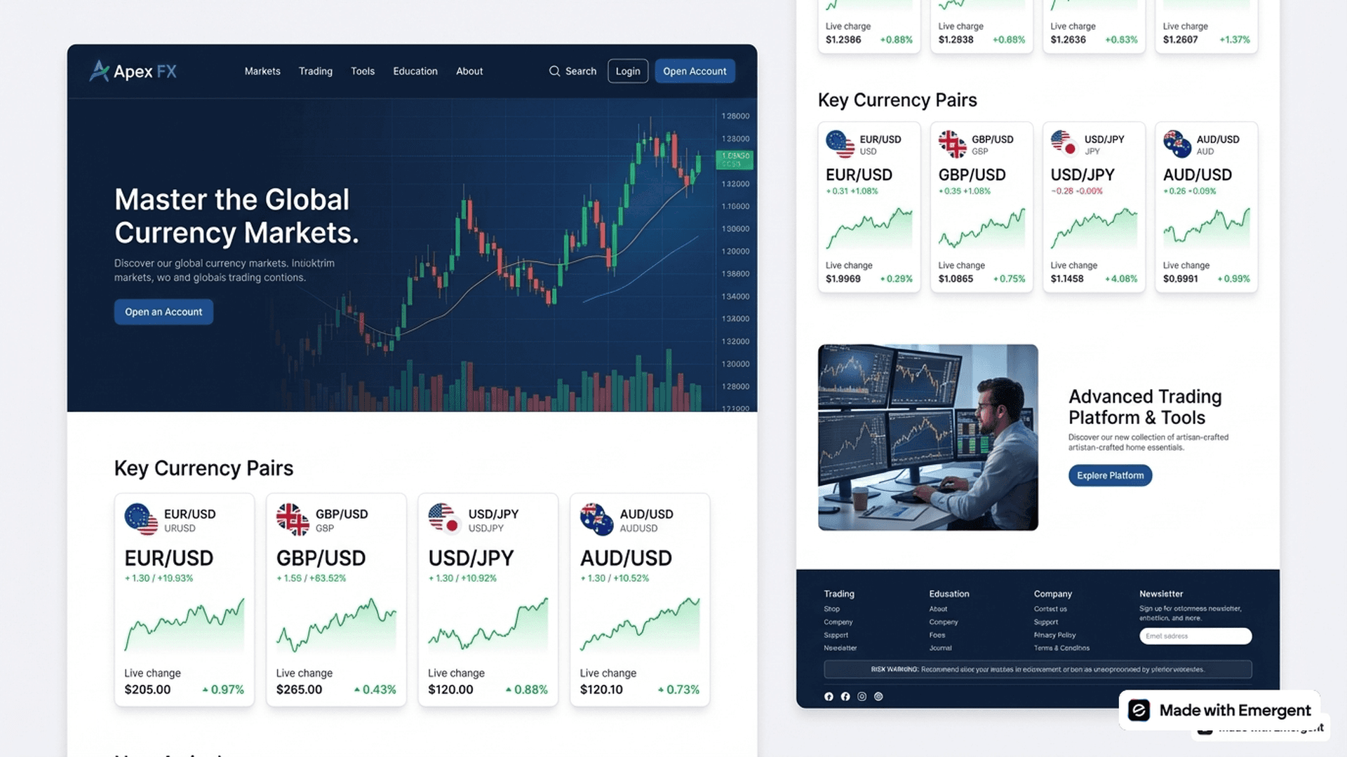 Forex Website Made with Emergent