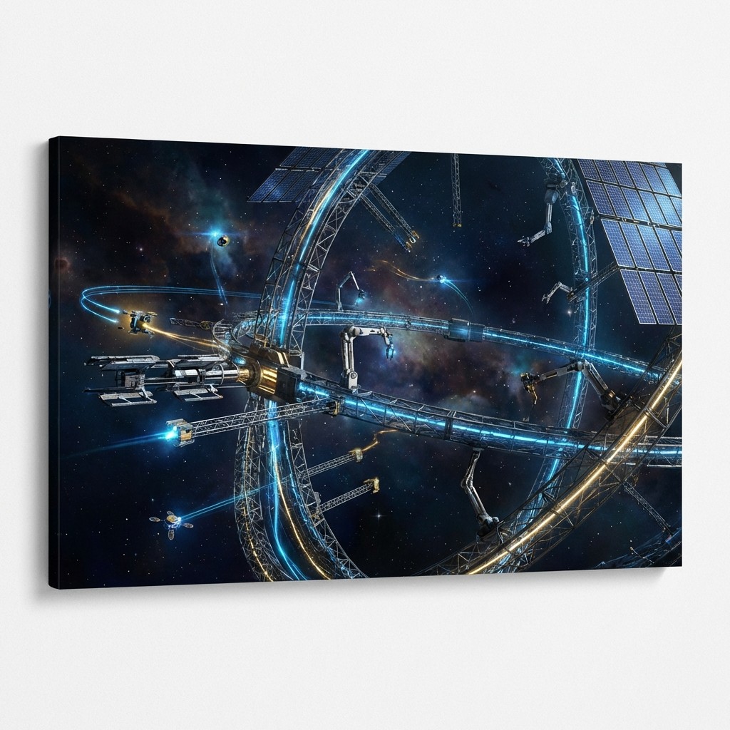 a wallpaper about a high tech technology in space which is a metaphor for framer showing the light in space