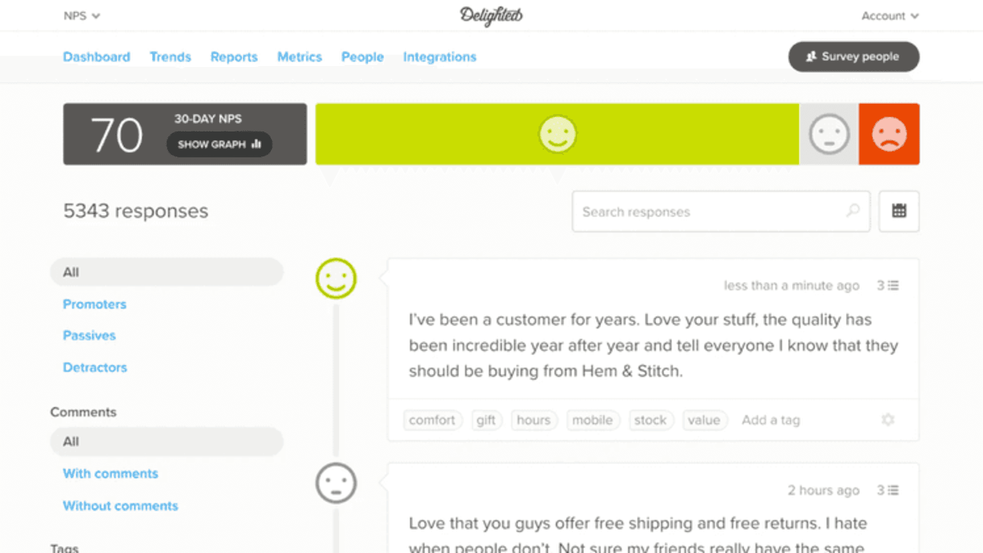 Delighted customer feedback software
