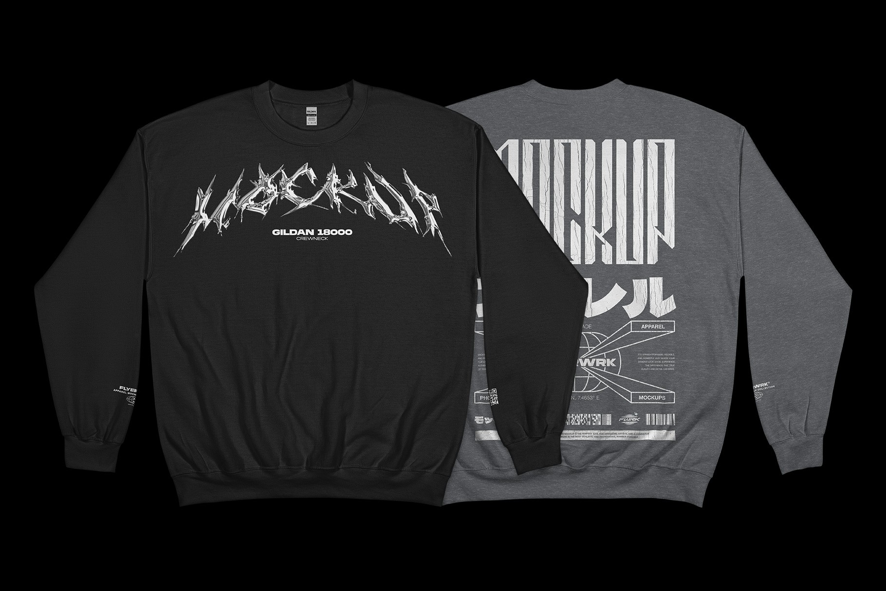 Gildan 18000 Crewneck Folded Arms mockup showing front and back design preview