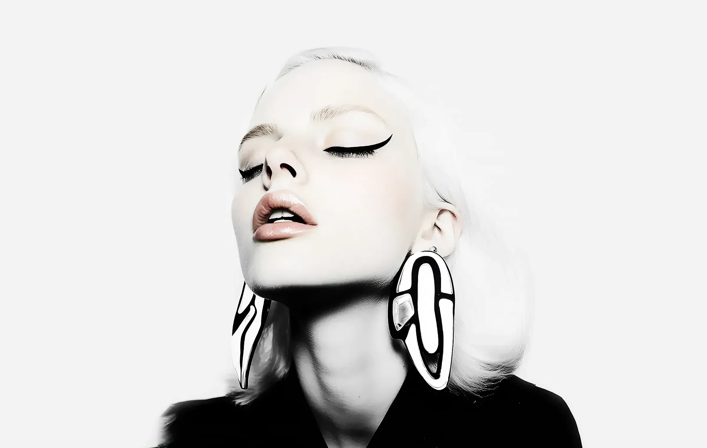 grayscale photo of model's head photo