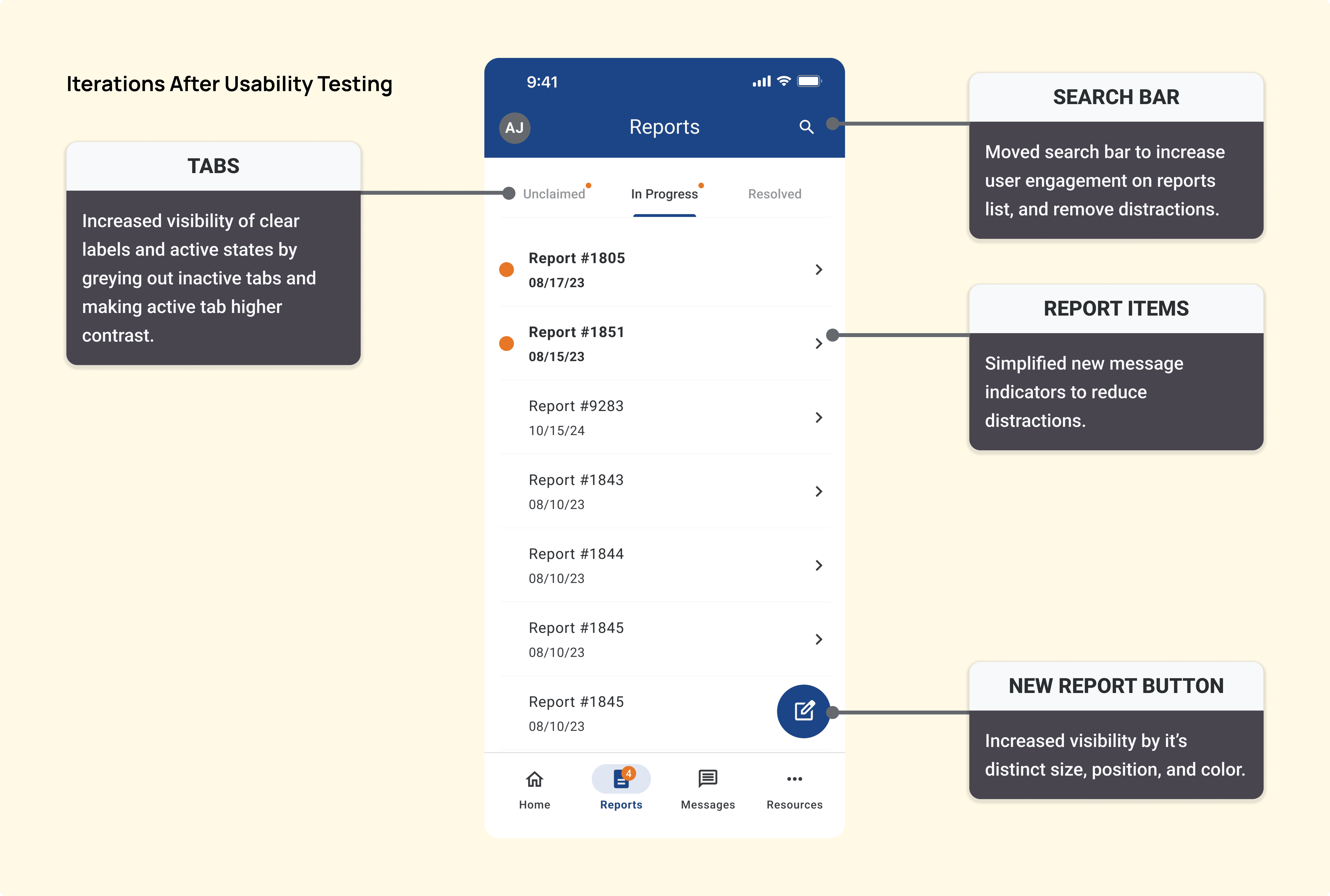 Iterations for improvement on user interaction