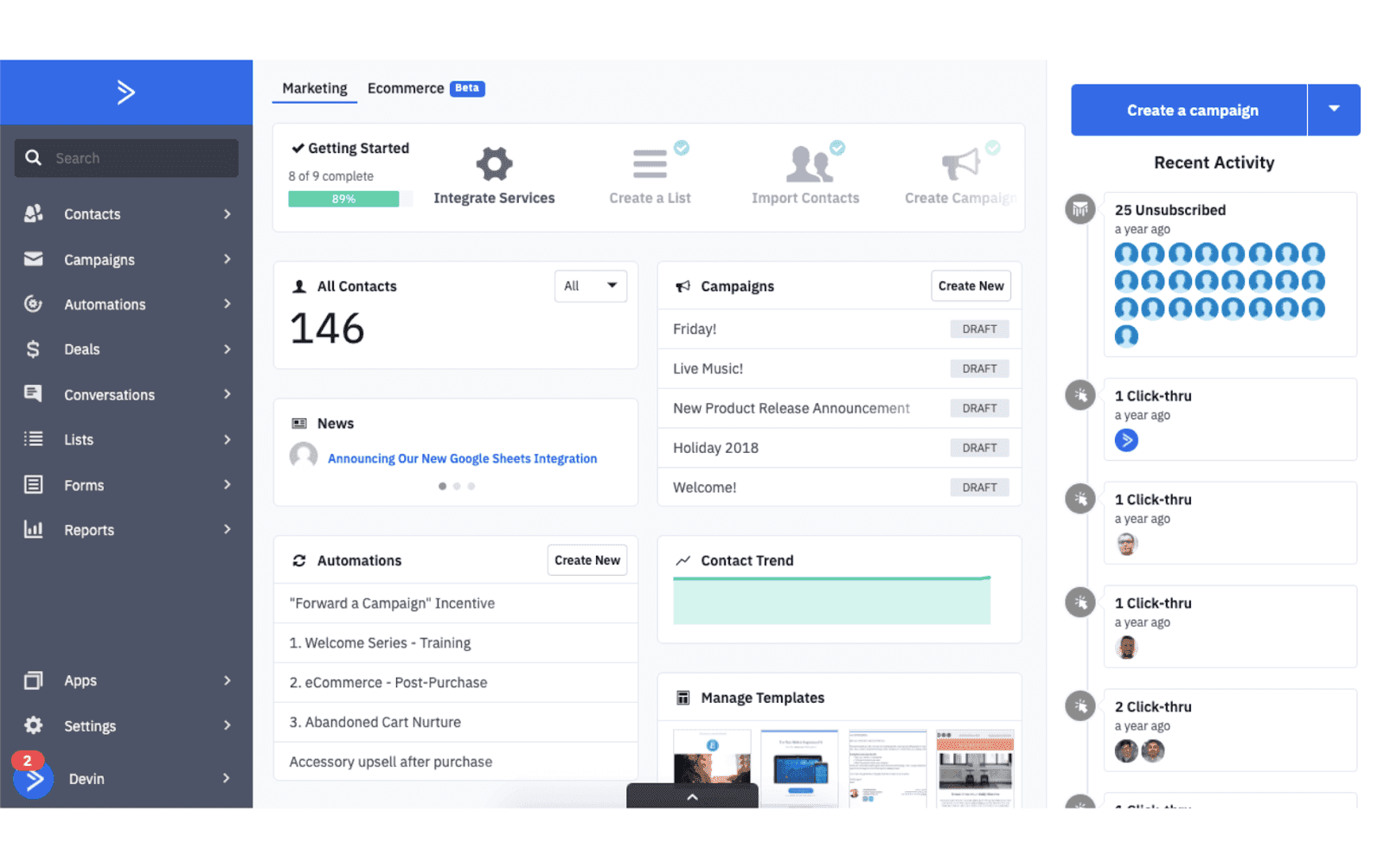 sales pipeline management in ActiveCampaign