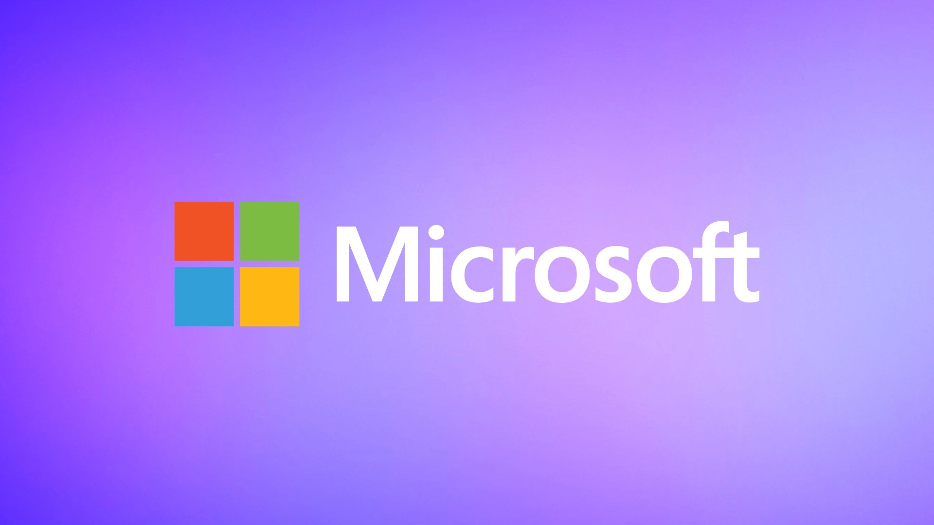 Microsoft logo on gradient purple background