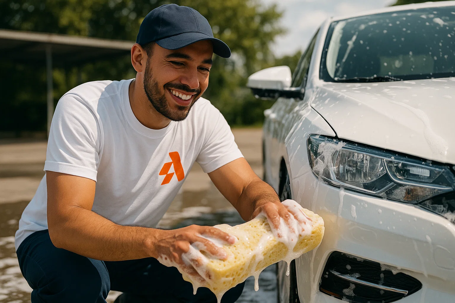 Drone shot of a running track at night