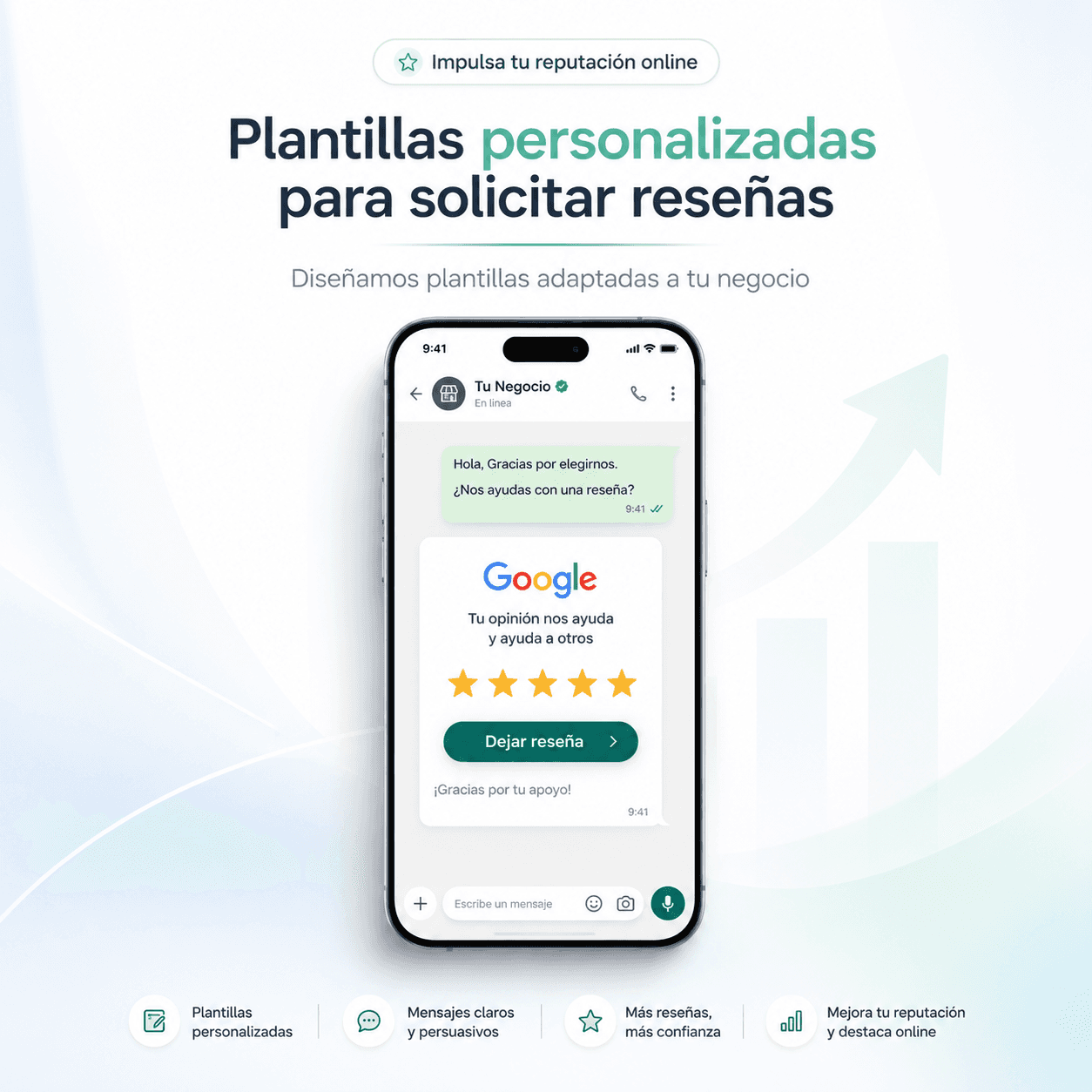 Plantillas personalizadas para solicitar reseñas por WhatsApp