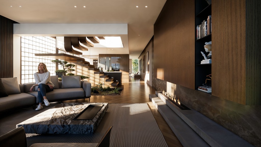 Duplex Apartment Stairs area modern, contemporary open space