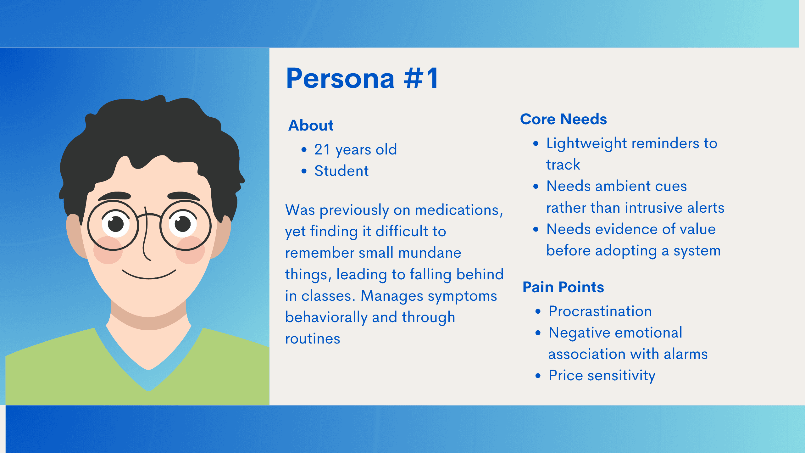 A persona profile of a woman.