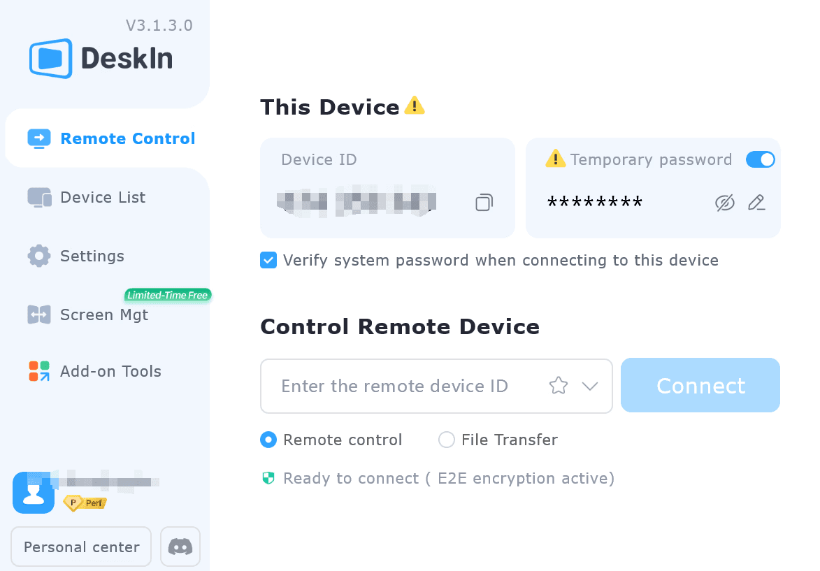 log in to DeskIn account