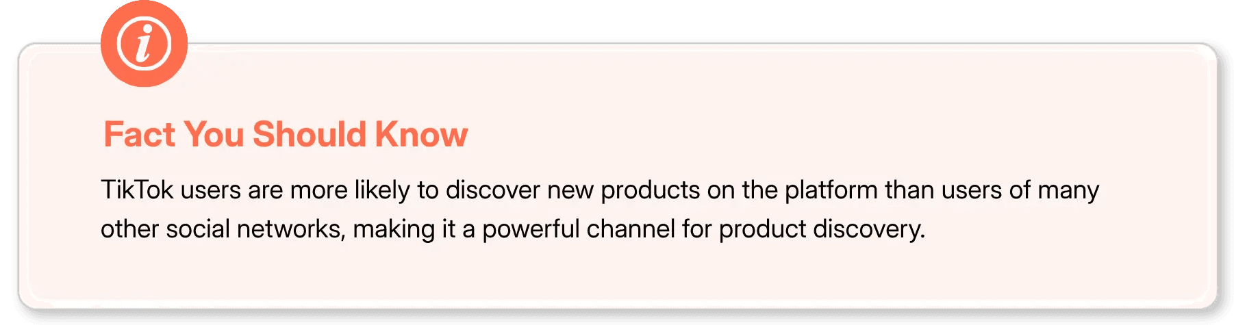 Fact card highlighting TikTok as a leading platform for product discovery among social media users
