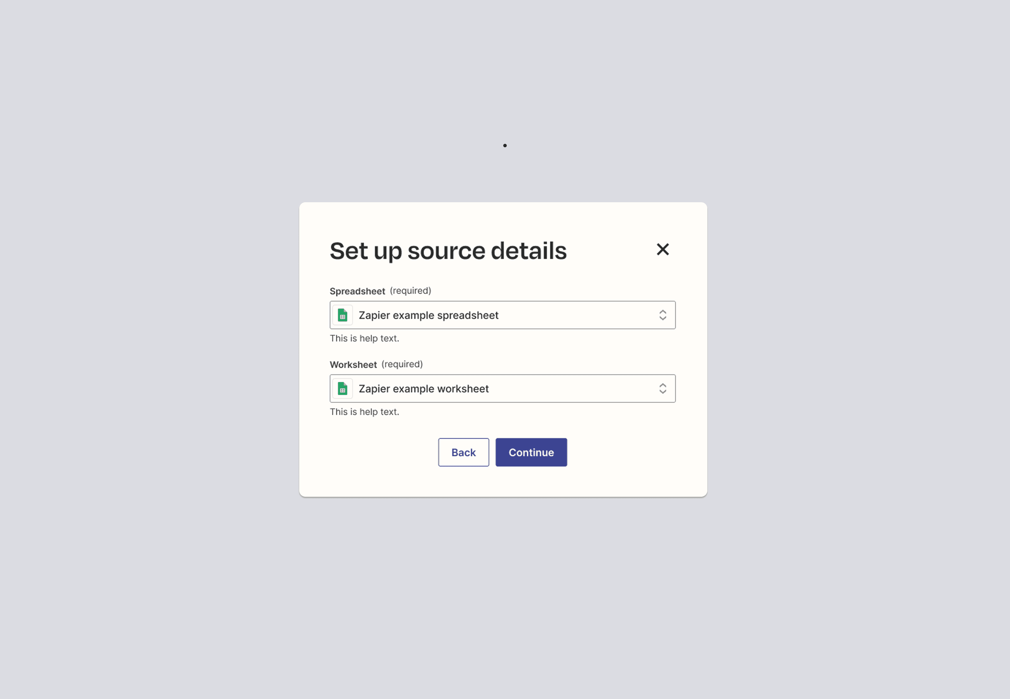 Select fields to import via modal
