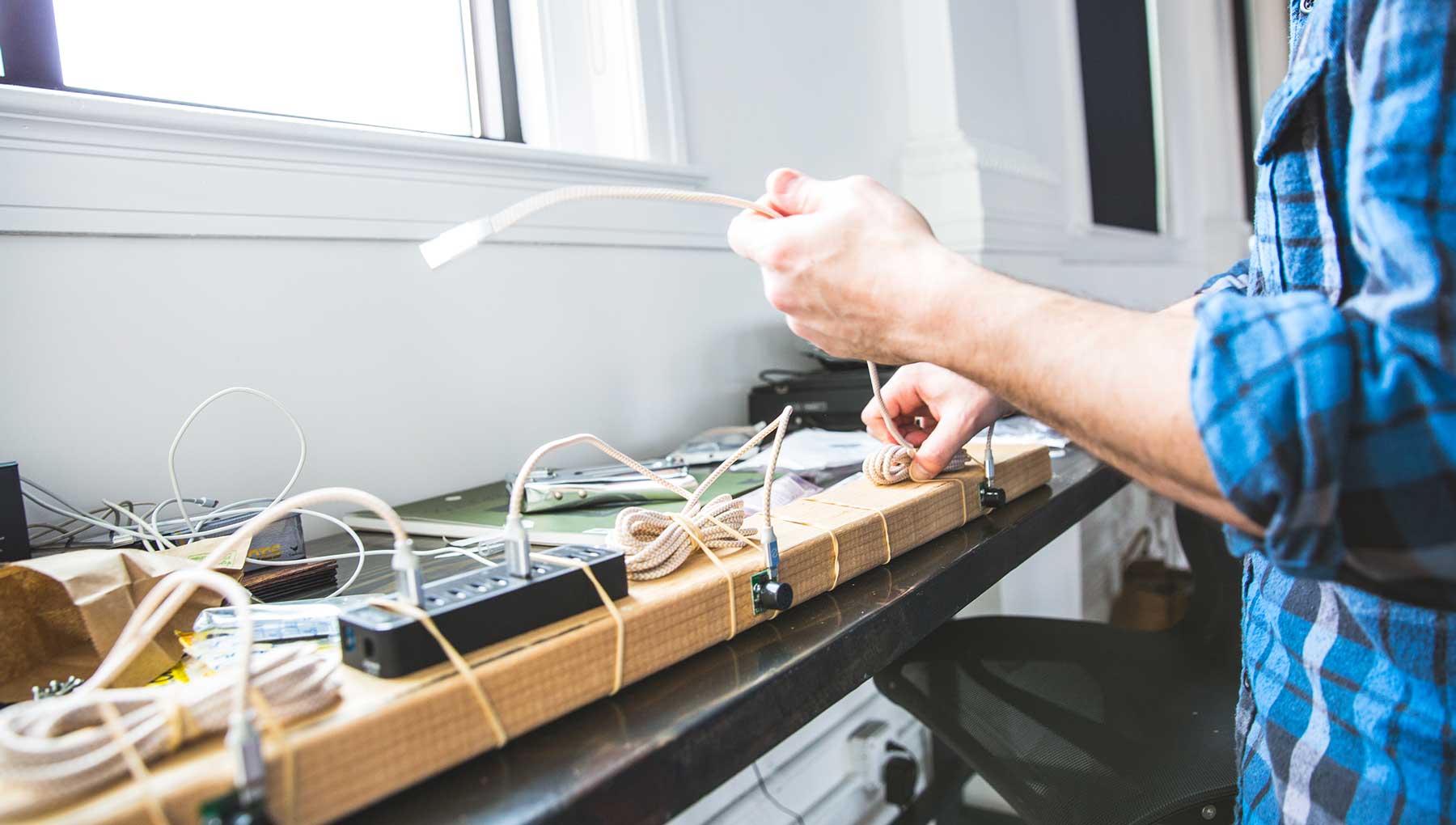 Image of me making a prototype to test the sonar sensors