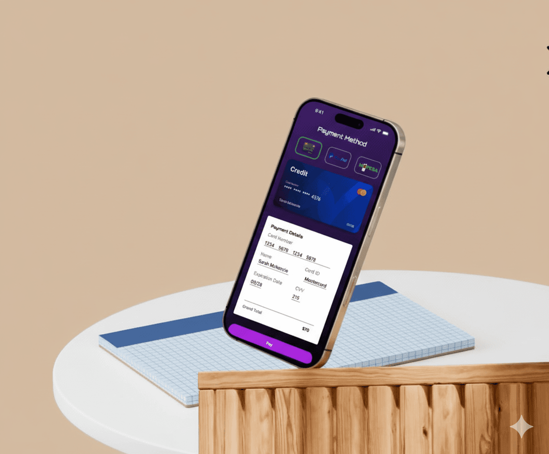 a pair of cell phones on a concrete block