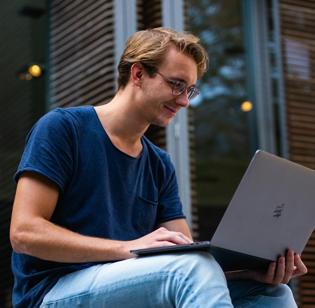 man using laptop