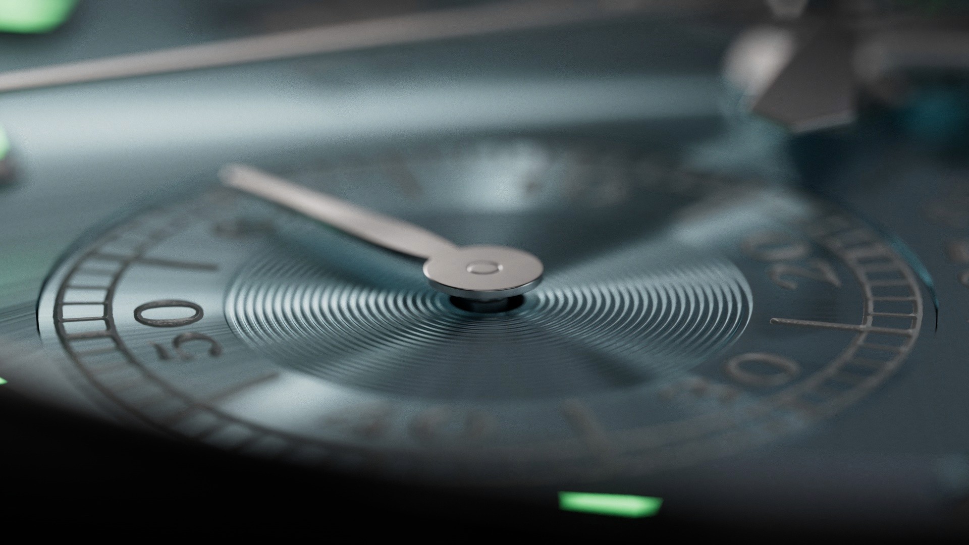 3D-Rendering der Uhr mit Fokus auf Datumsanzeige und ERTNER&SO Branding auf dem Zifferblatt