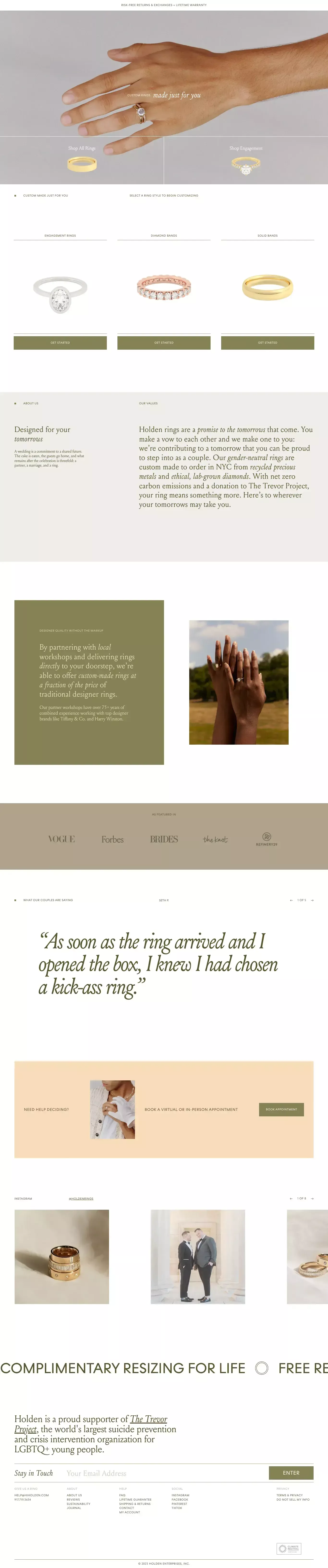 Holden ecommerce page screenshot showcasing Design and Fashion design