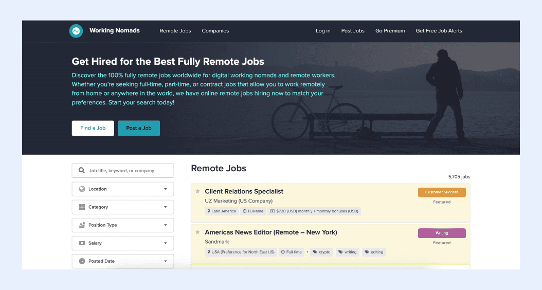 Working Nomad's homepage