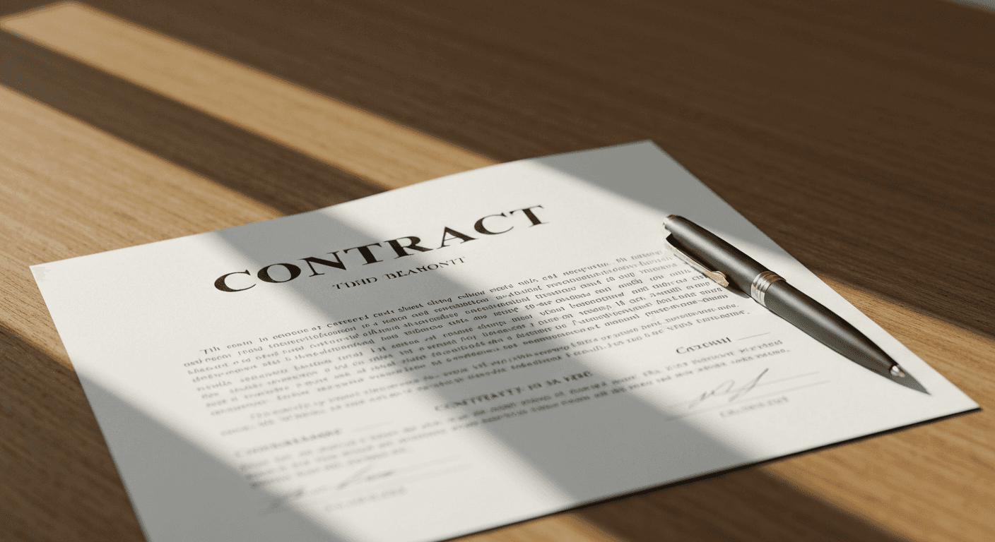 Contract document with pen close-up