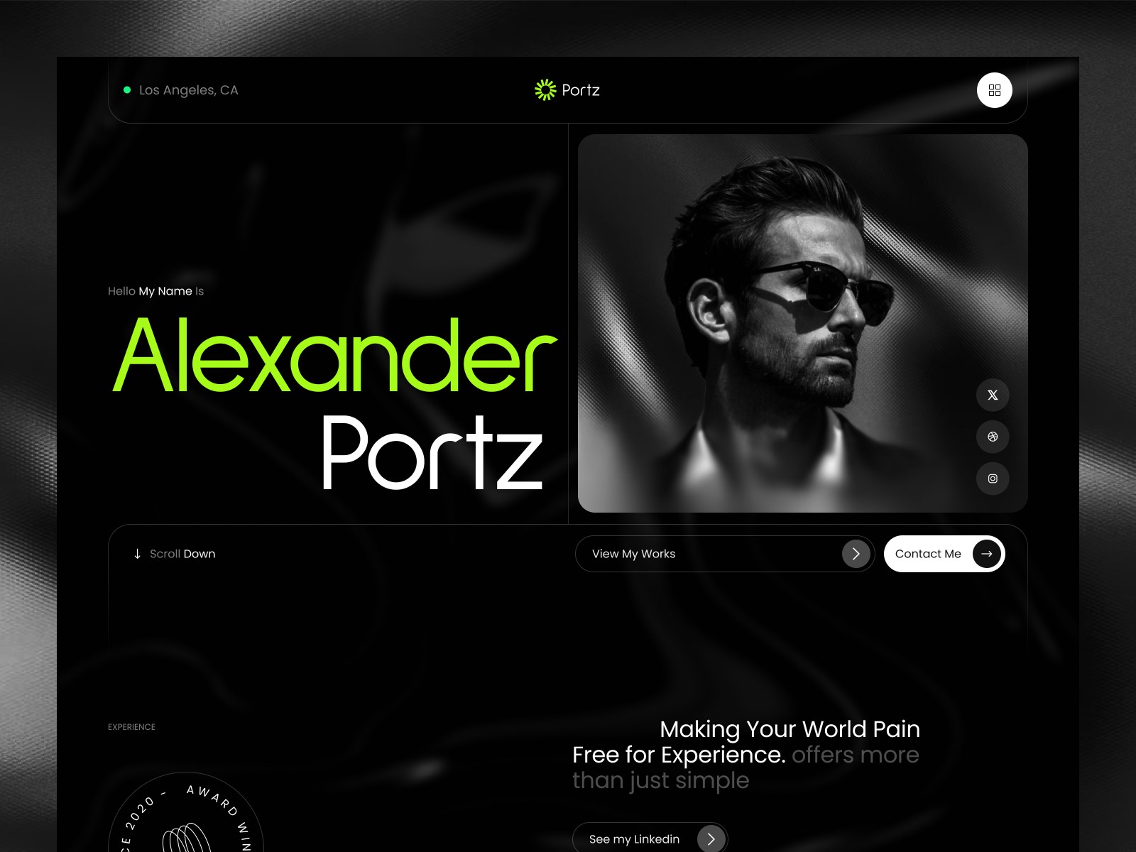Alex Portz — 高级暗黑黑白极简创意机构官网设计灵感