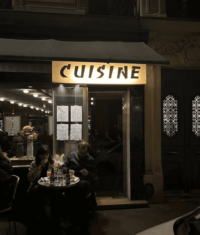 Exterior of Cuisine in Paris.