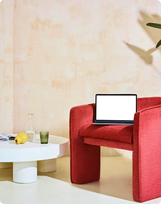 a laptop on the chair