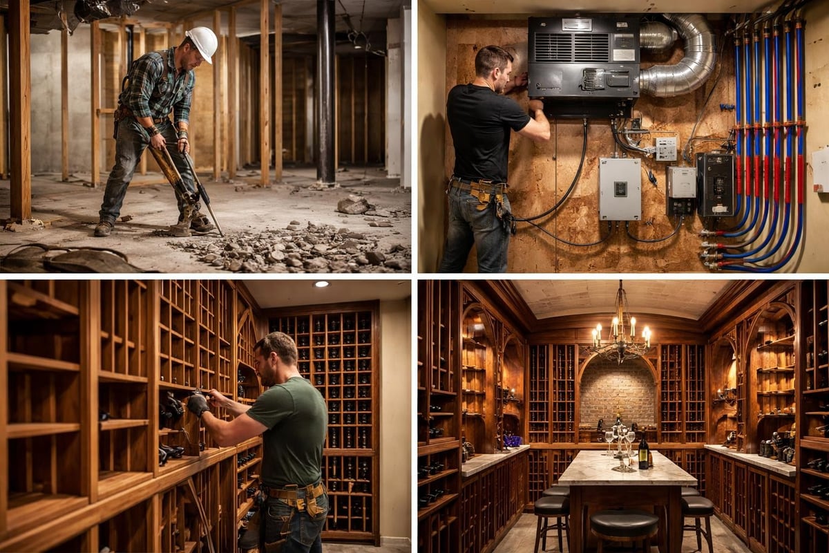 Wine cellar construction phases
