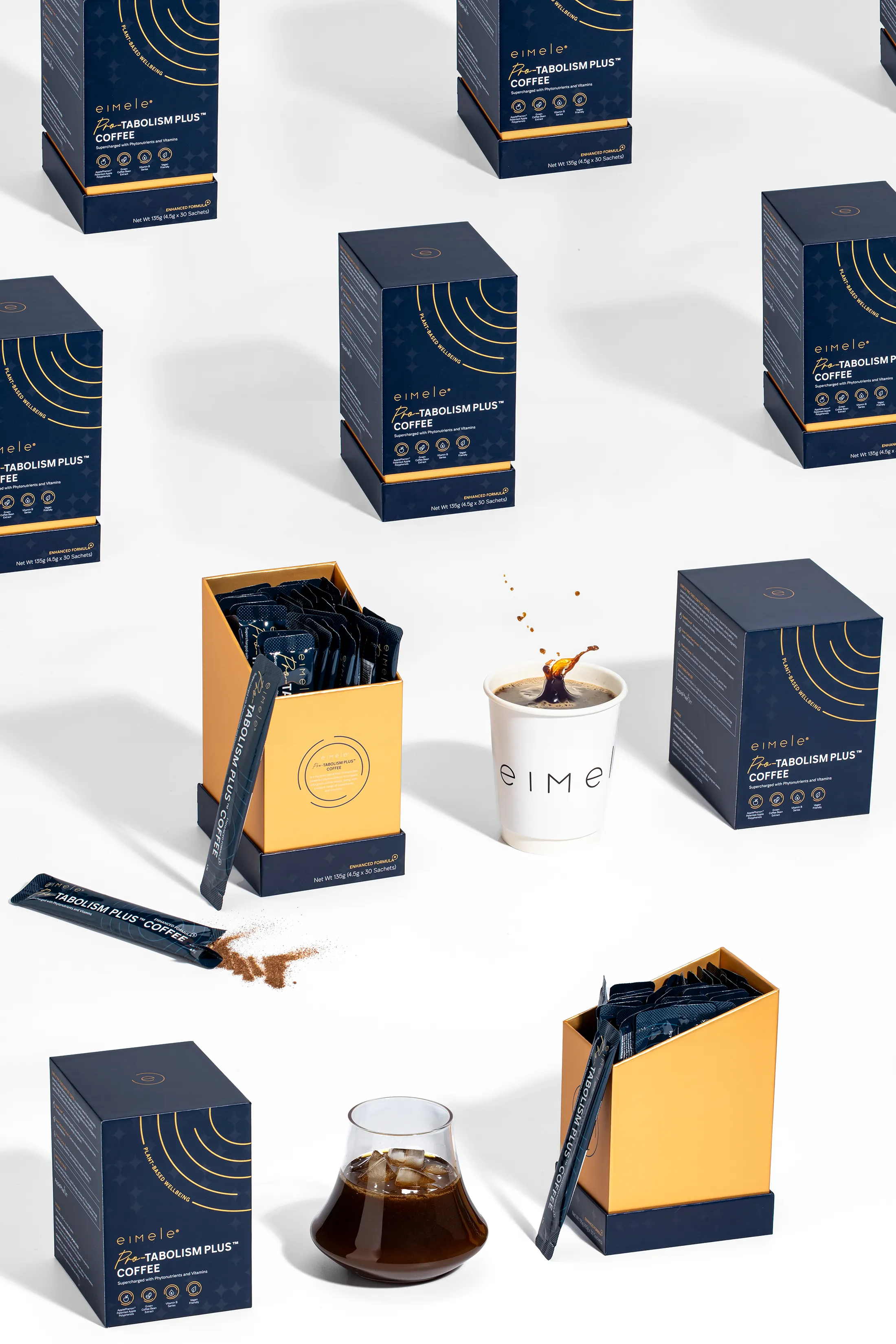 Campaign imagery developed for Eimele Metabolism Plus Coffee.