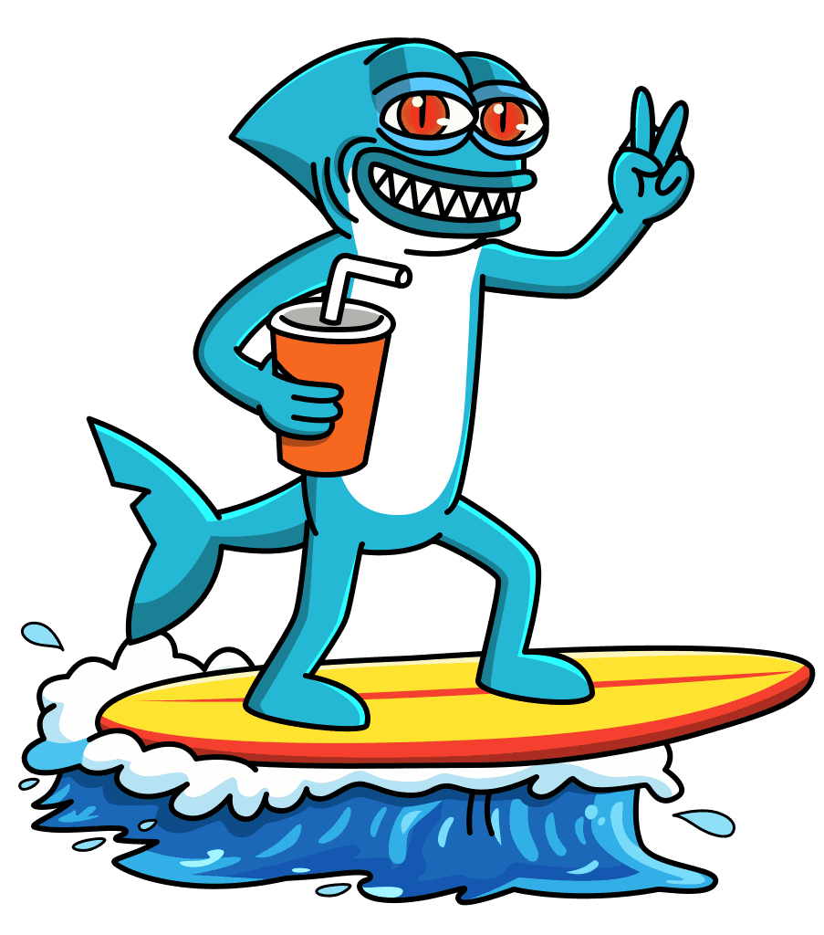 illustration of a dollar shaped character on a skateboard