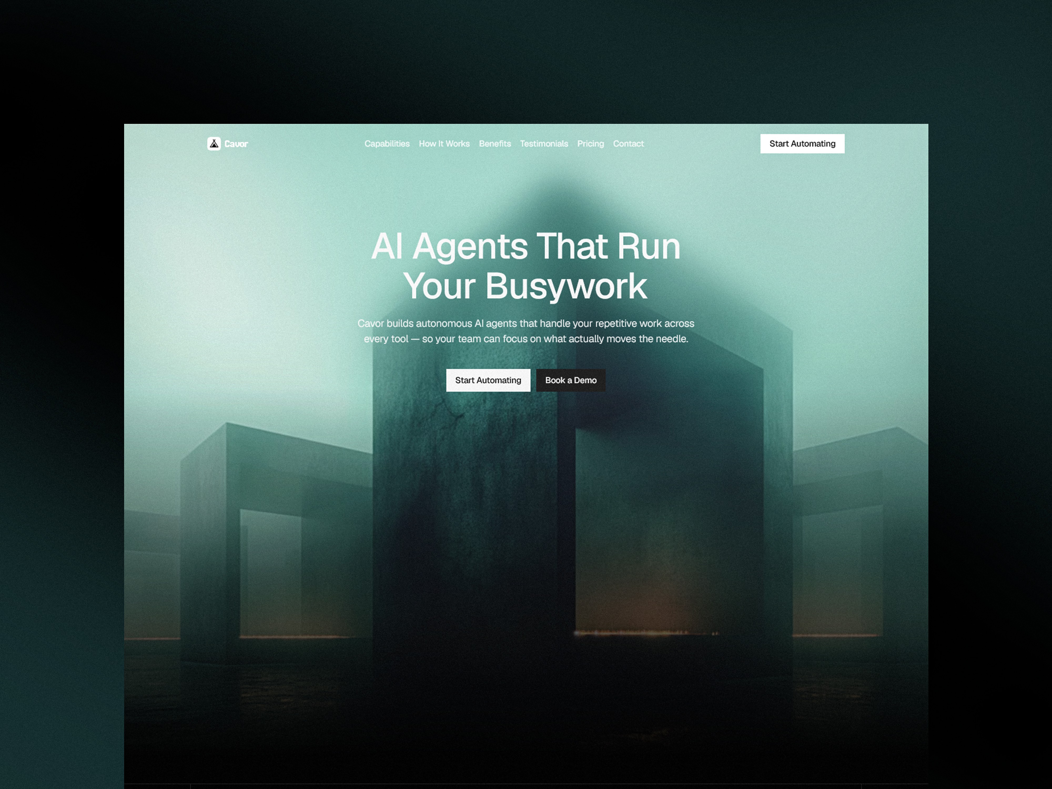 Cavor dark Framer AI automation template preview