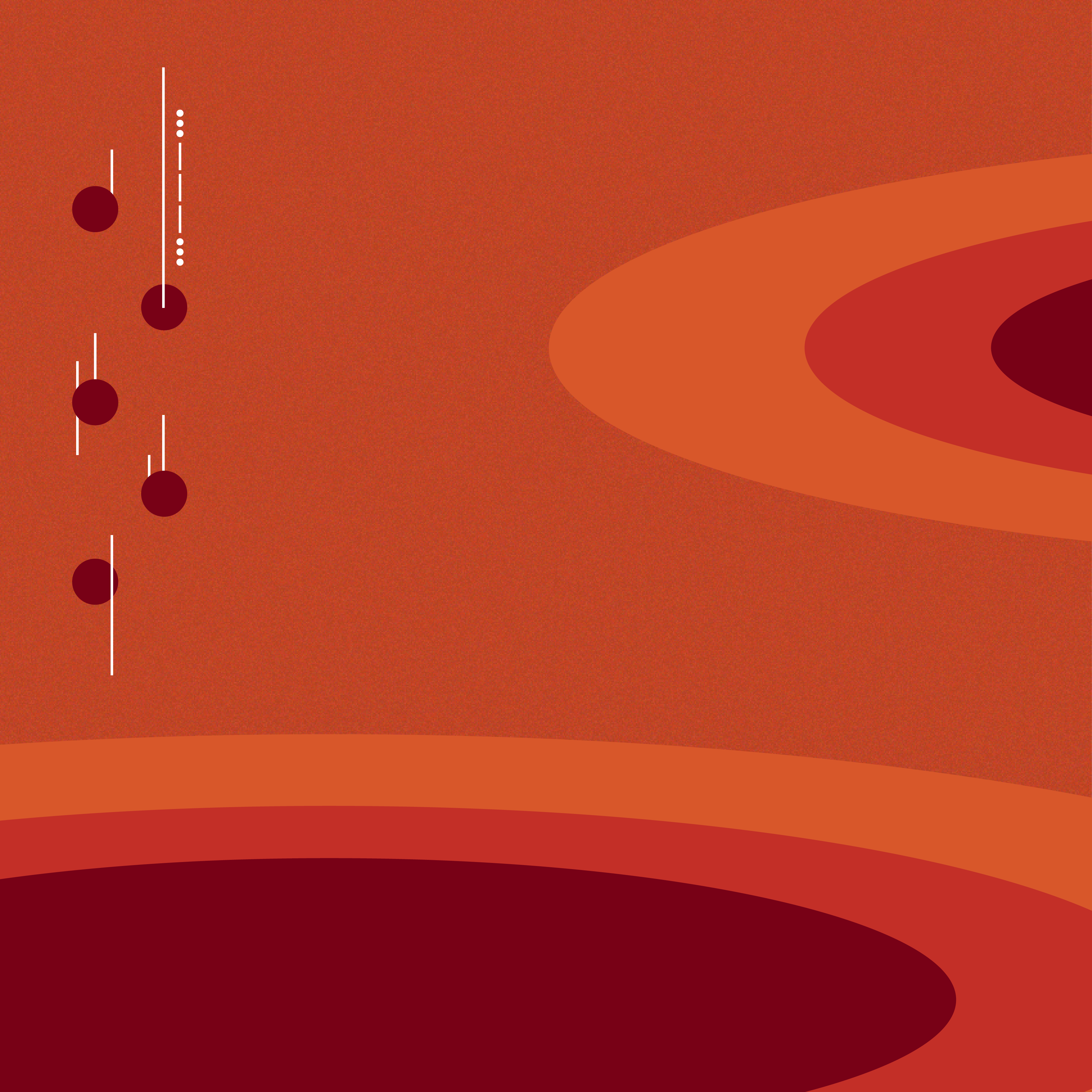 Graphic reinterpretation of a song using red circles and white lines reminiscent of 1970s design language.