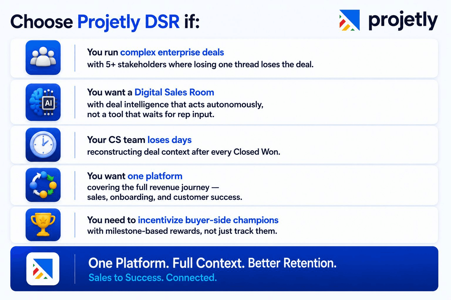 Choose Projetly DSR if: