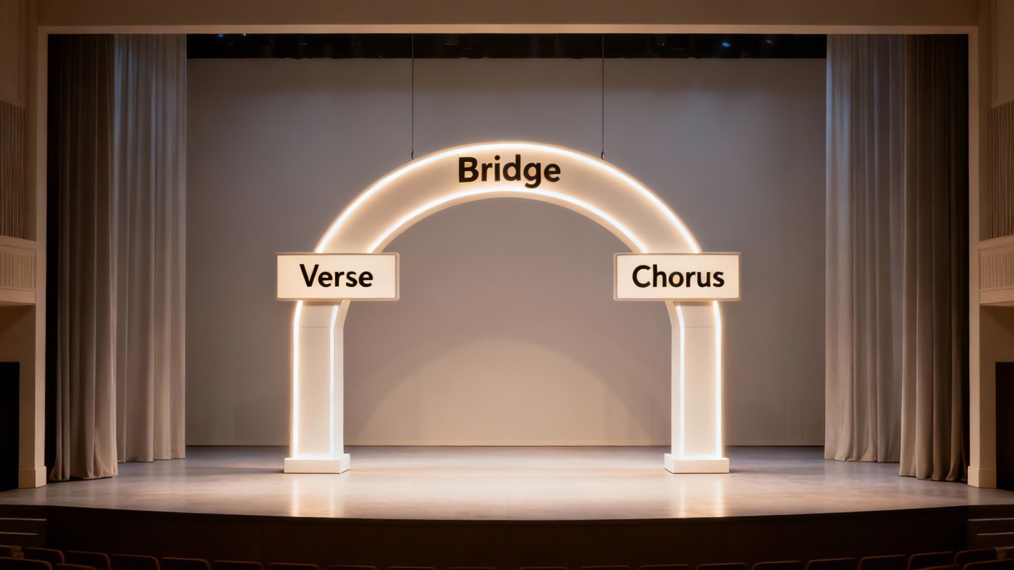 A sound mixing board in a dimly lit recording studio, focusing on the faders and glowing buttons.