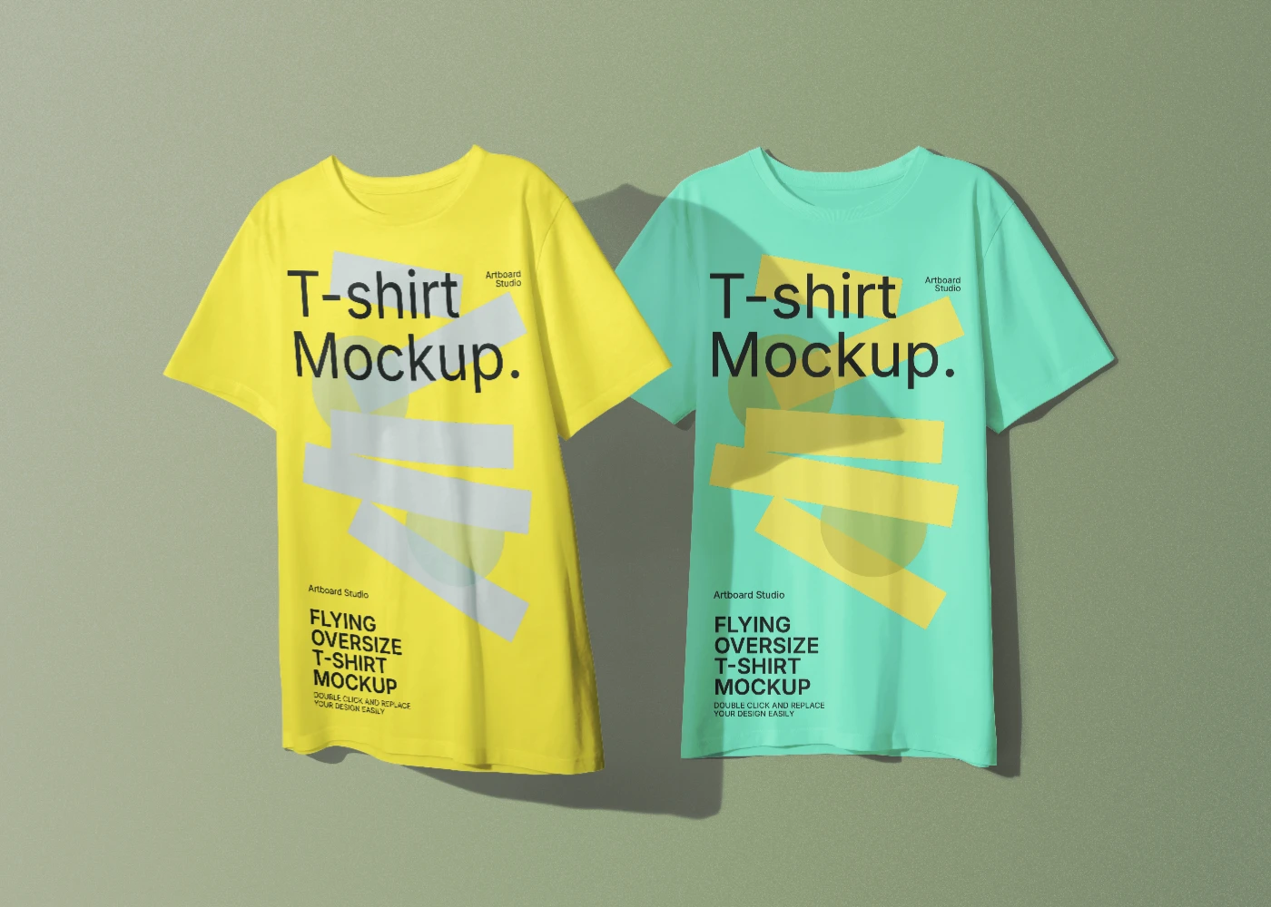 Oversized T-shirt mockups next to each other 