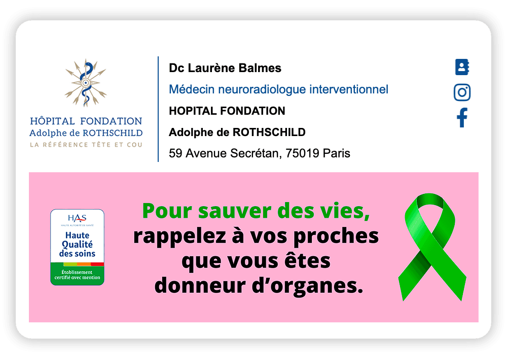 Exemple de signature email pour relayer une communication efficace sur les grands causes de santé grâce à Sigilium