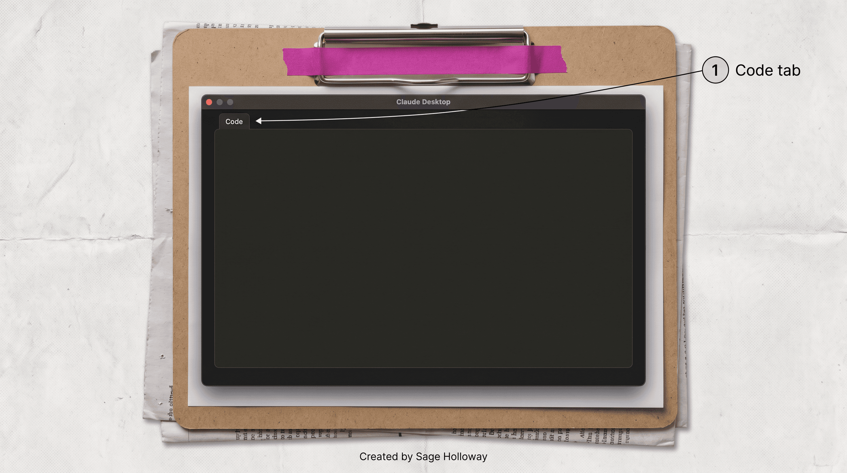 Claude Desktop with the Code tab selected for Claude Code for marketing