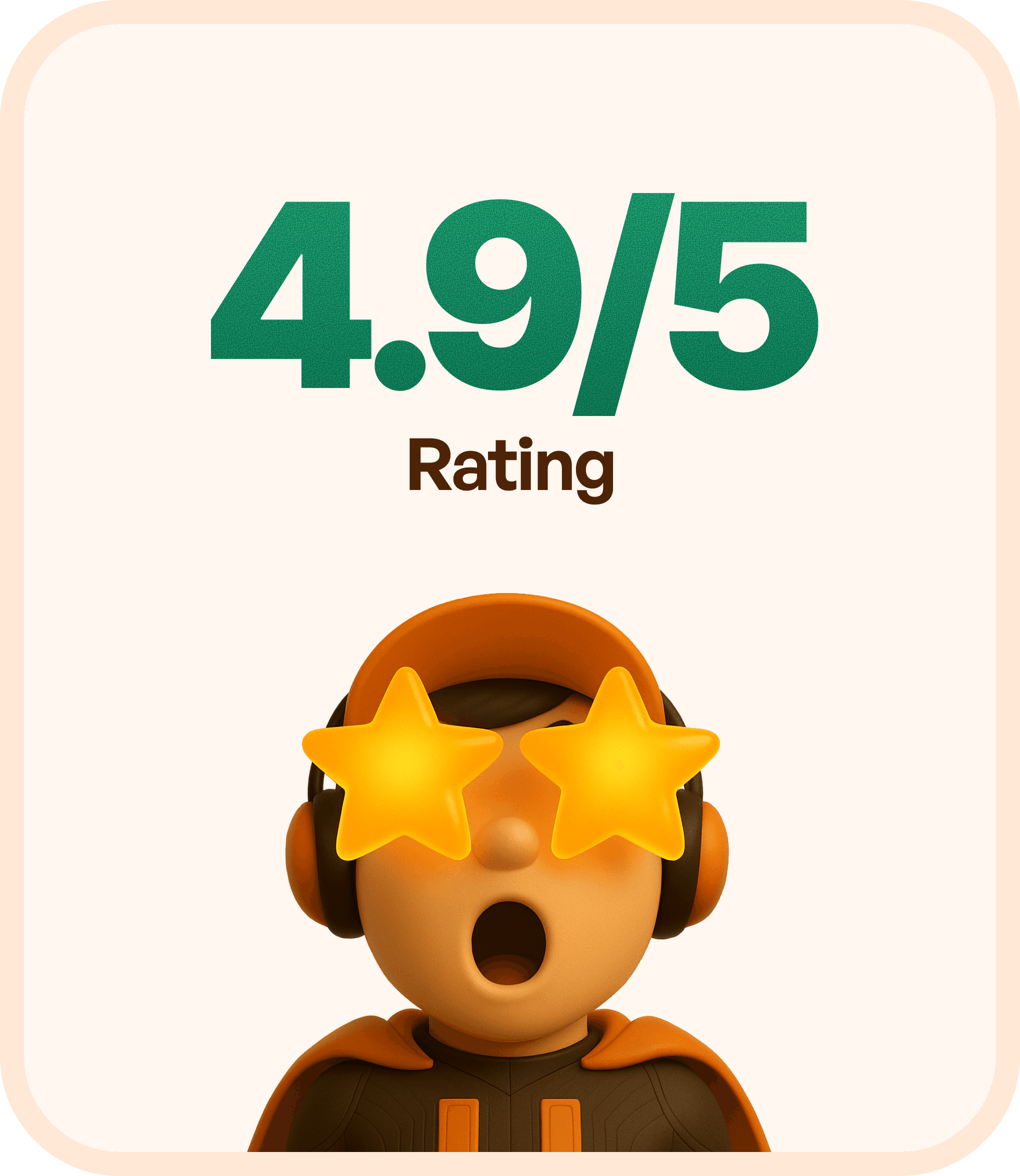 Business Impact 4.9/5 Rating with mascot face expression