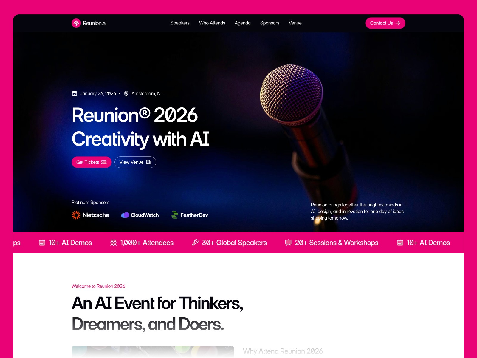 Reunion — 黑白极简现代 AI 产品官网设计灵感