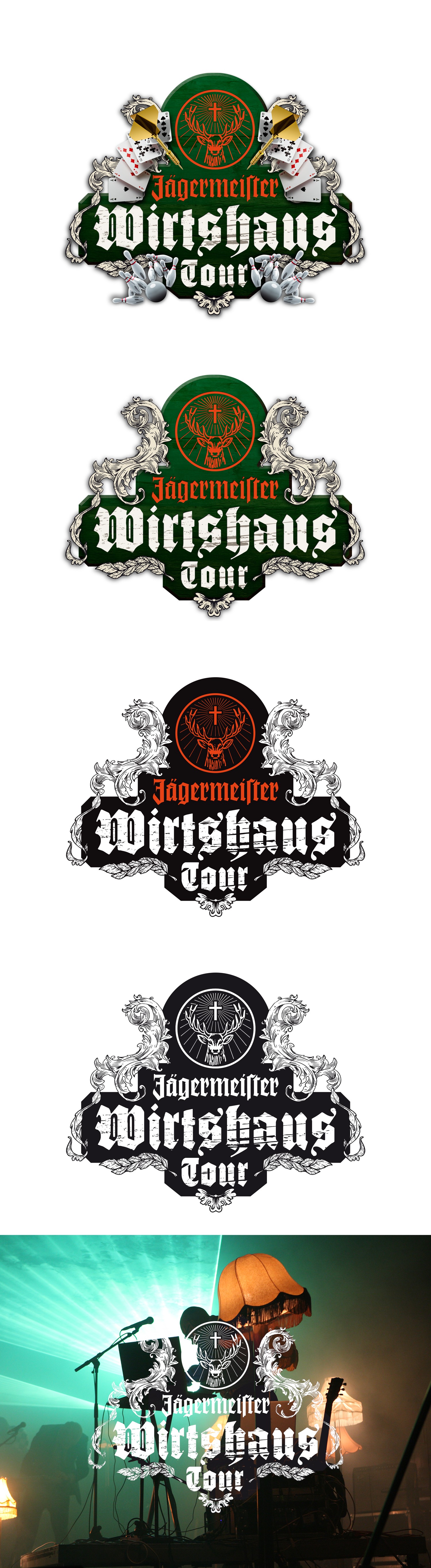 Key Visual für die Jägermeister Wirtshaus Tour – grafisch prägnante Wortmarke mit Bezug zur traditionellen Kneipenkultur