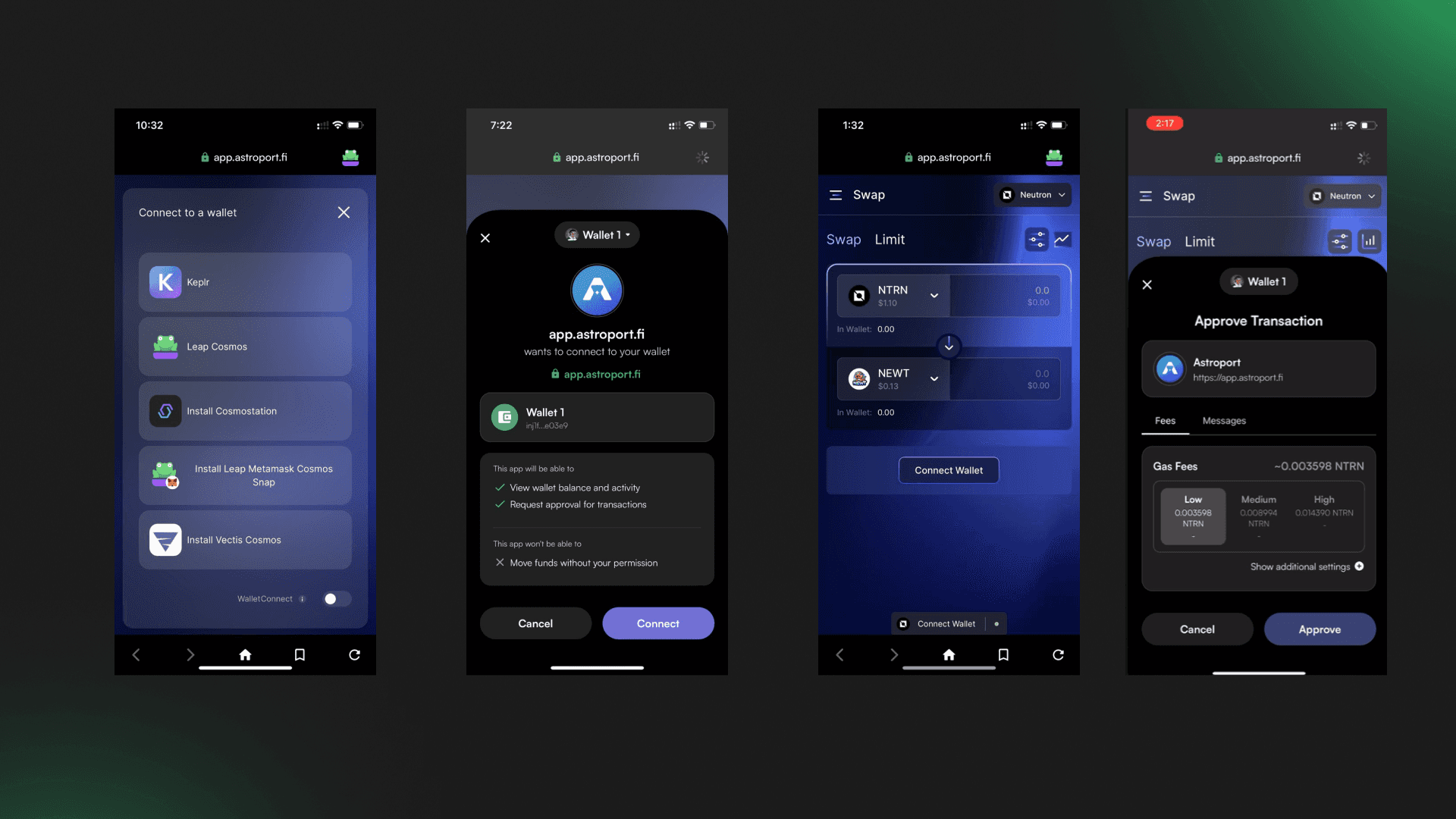 Access Astroport on Leap Wallet mobile app