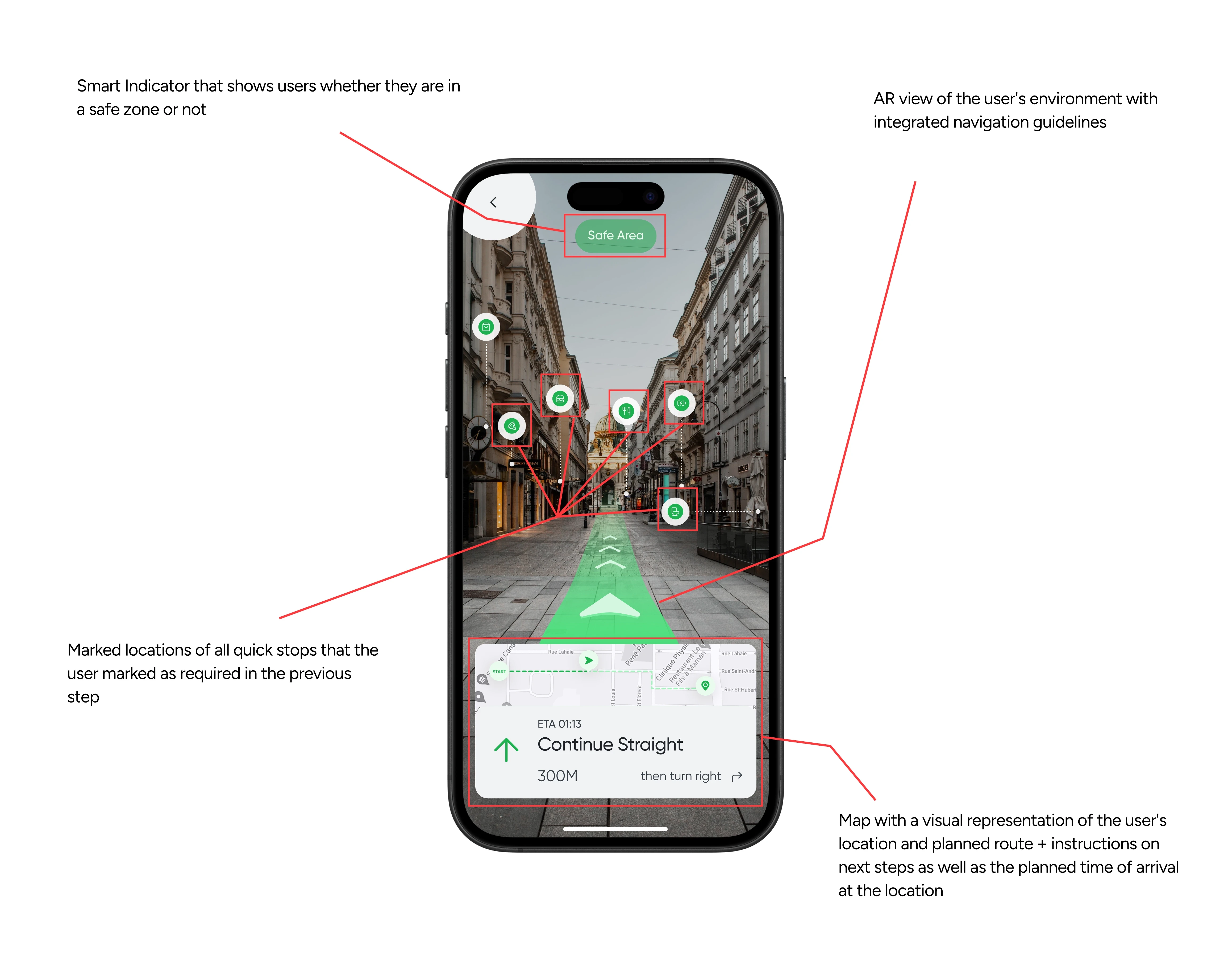 AR view of route in smart route feature