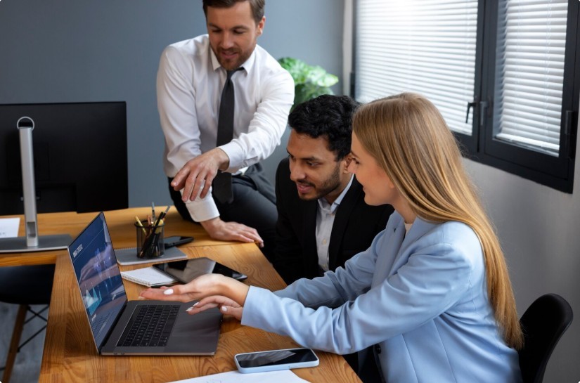 HR team using tech tools together  