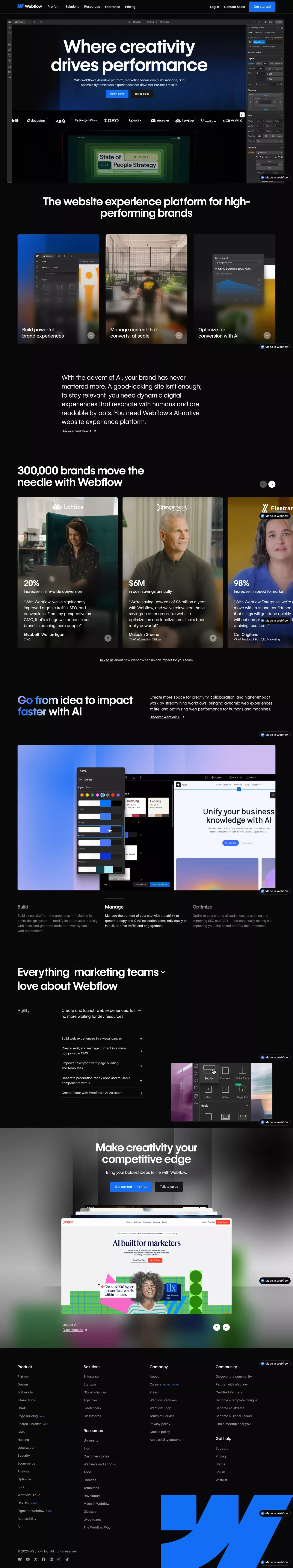 Webflow: Create a custom website portfolio page screenshot showcasing Design and Tech design