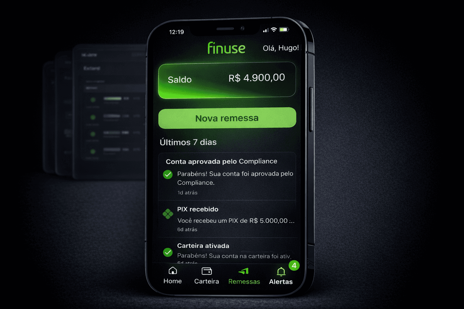 Vacation fund card showing $3,000 saved out of $5,000, with team members and due date